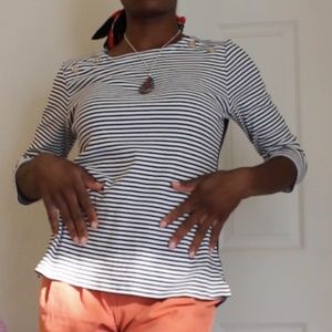 Elegant striped grey and white top